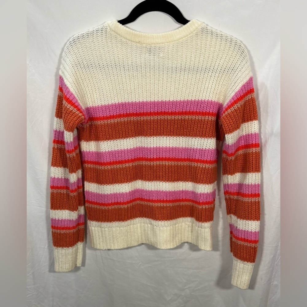 SO Girl's Striped Sweater - Cream, Pink, and Orange Size XL 14/16 - Picture 3 of 9